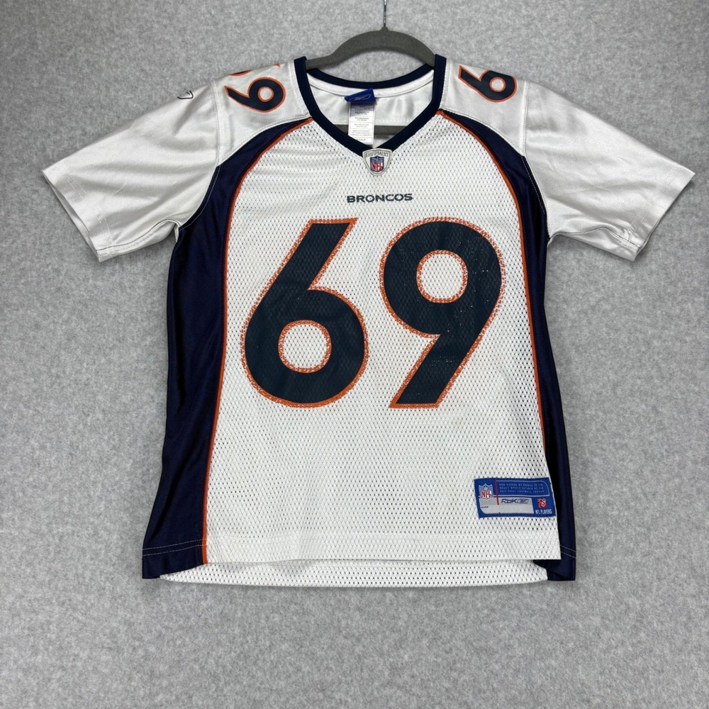 Reebok Football Jersey Boys S White Denver Broncos Mesh Sporty Gameday Fan Gear